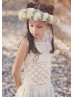 Two Piece Ivory Crochet Lace Bohemian Flower Girl Dress